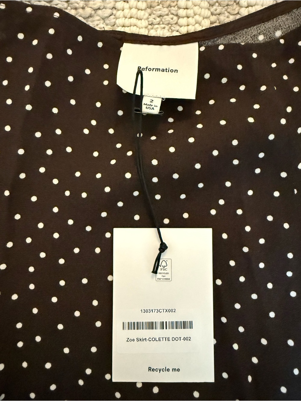 Reformation Zoe Dot Side-Slit Maxi Skirt in brown - Picture 3 of 3